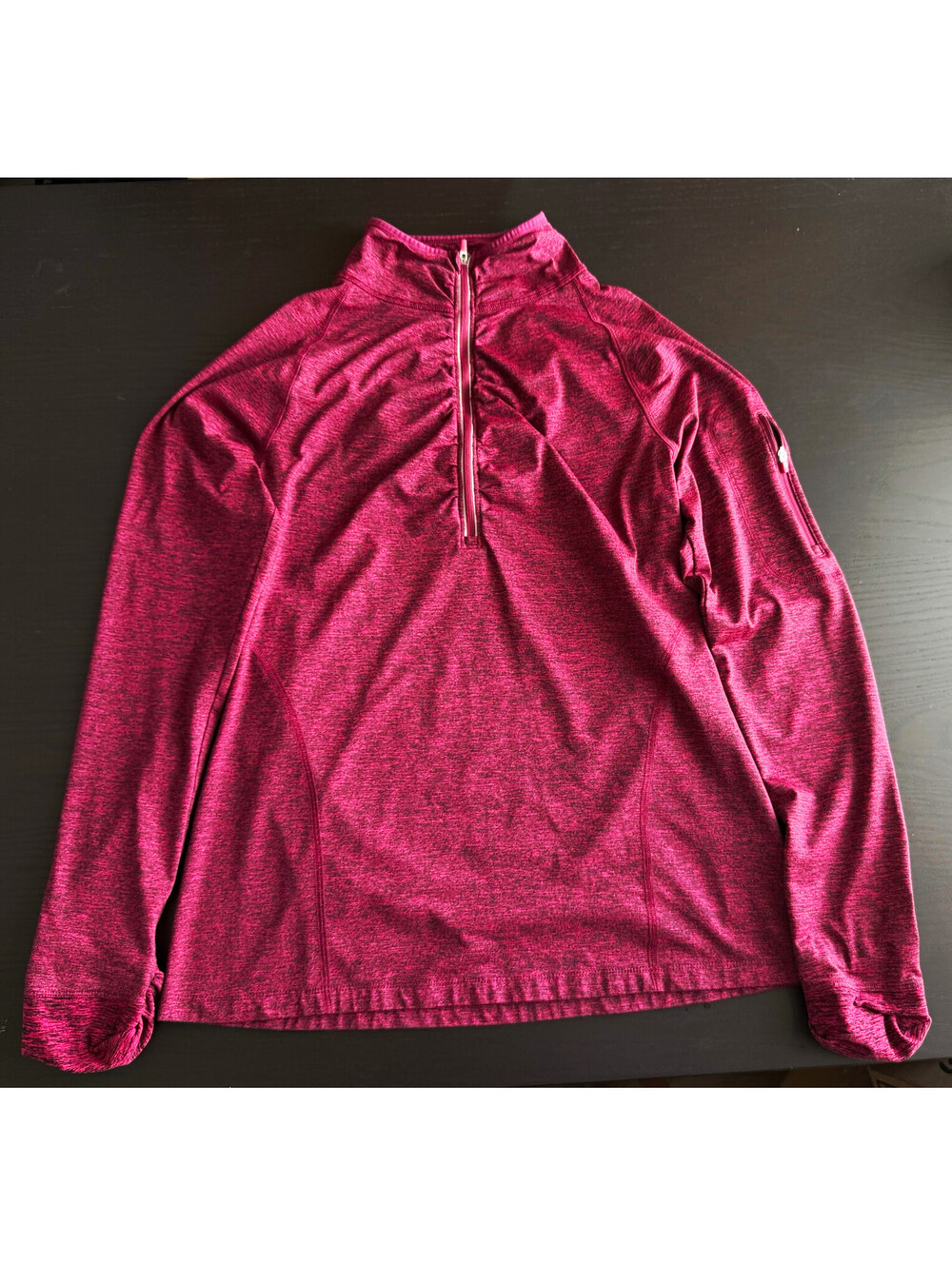 Kirkland Signature Medium Pink Heathered 1/4 Zip Active Pullover Sleeve Pocket